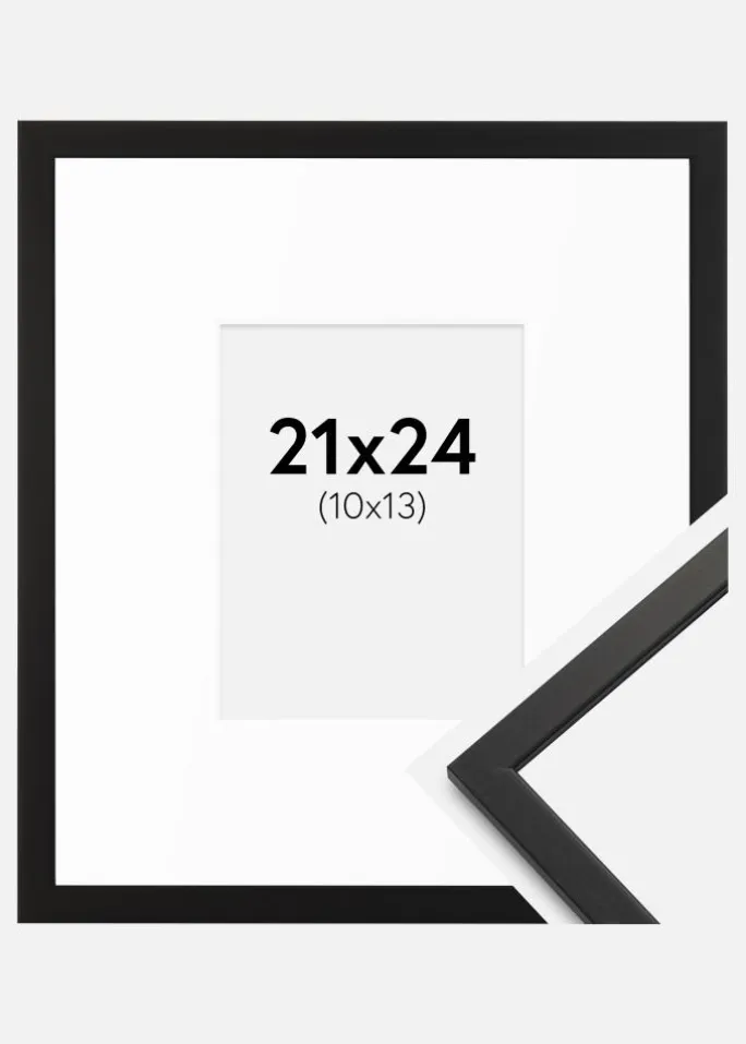 Ramme Edsbyn Sort 21x24 cm - Passepartout Hvid 11x14 cm