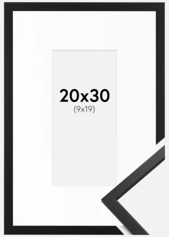 Ramme Edsbyn Sort 20x30 cm - Passepartout Hvid 10x20 cm
