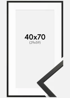 Ramme Edsbyn Sort 40x70 cm - Passepartout Hvid 30x60 cm