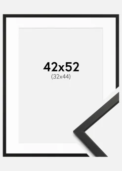 Ramme Edsbyn Sort 42x52 cm - Passepartout Hvid 33x45 cm