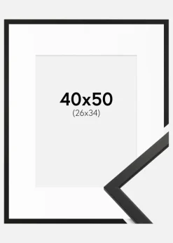 Ramme Edsbyn Sort 40x50 cm - Passepartout Hvid 27x35 cm