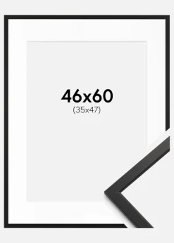 Ramme Edsbyn Sort 46x60 cm - Passepartout Hvid 36x48 cm