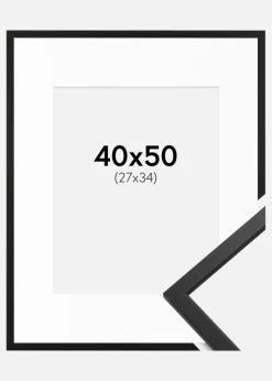 Ramme Edsbyn Sort 40x50 cm - Passepartout Hvid 28x35 cm