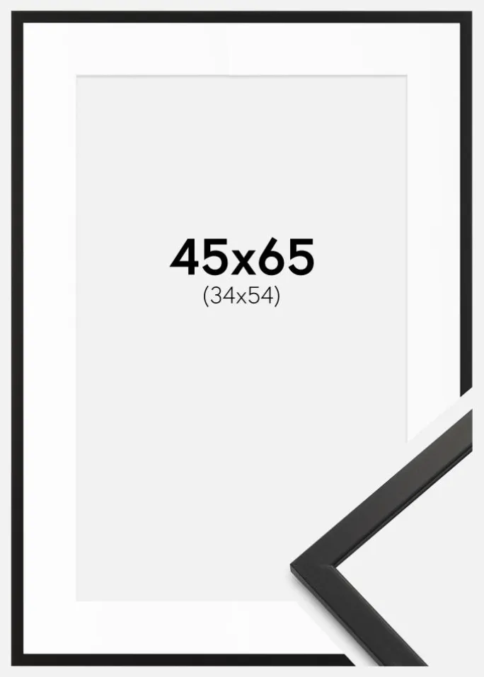 Ramme Edsbyn Sort 45x65 cm - Passepartout Hvid 35x55 cm