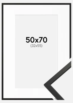 Ramme Edsbyn Sort 50x70 cm - Passepartout Hvid 33x56 cm