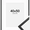 Ramme Edsbyn Sort 40x50 cm - Passepartout Hvid 27,5x37 cm