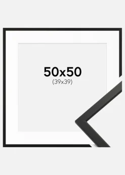 Ramme Edsbyn Sort 50x50 cm - Passepartout Hvid 40x40 cm