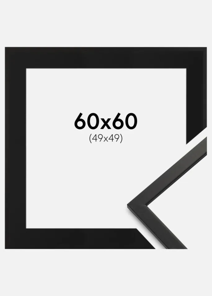Ramme Edsbyn Sort 60x60 cm - Passepartout Sort 50x50 cm