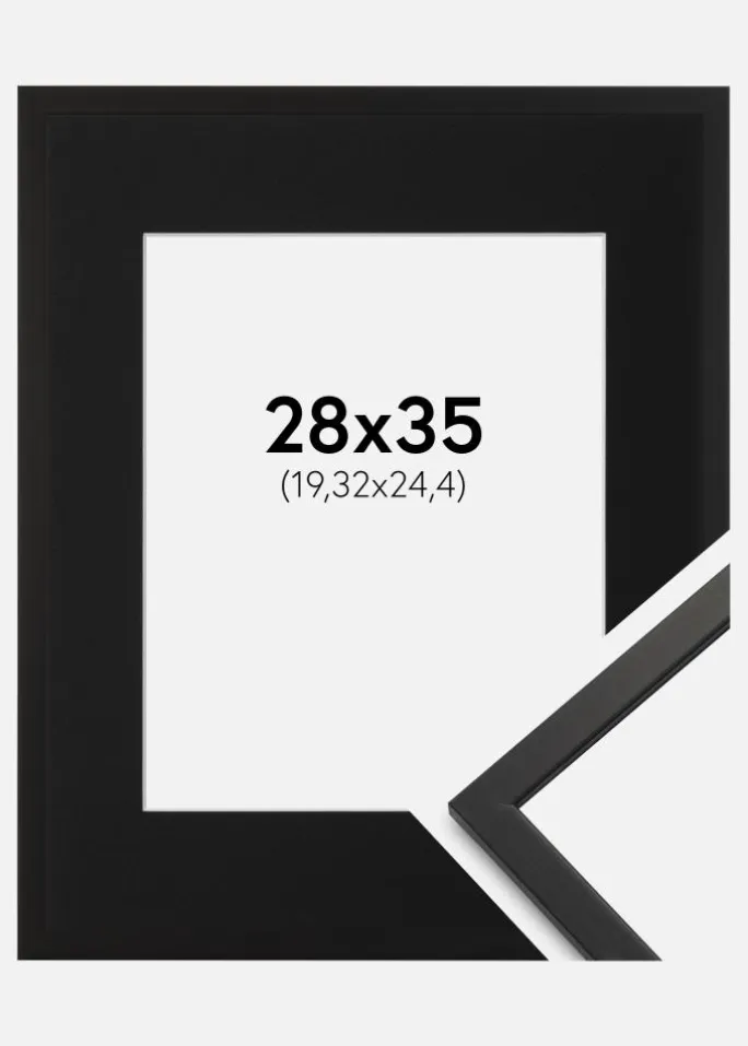 Ramme Edsbyn Sort 28x35 cm - Passepartout Sort 8x10 inches