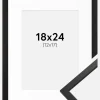 Ramme Edsbyn Sort 18x24 cm - Passepartout Hvid 13x18 cm