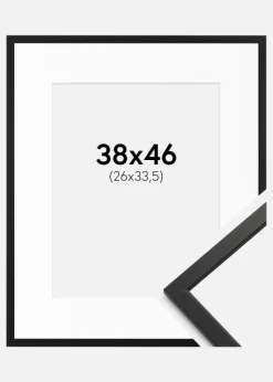 Ramme Edsbyn Sort 38x46 cm - Passepartout Hvid 27x34,5 cm