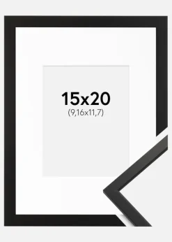 Ramme Edsbyn Sort 15x20 cm - Passepartout Hvid 4x5 inches