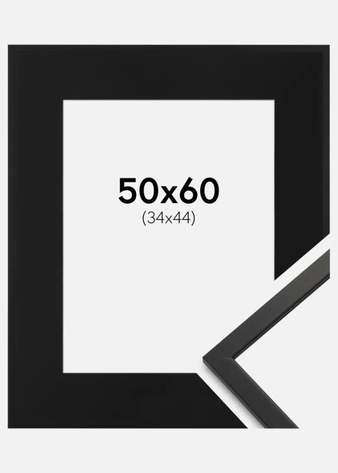 Ramme Edsbyn Sort 50x60 cm - Passepartout Sort 35x45 cm