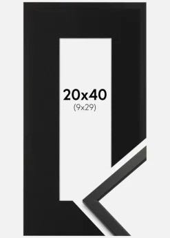 Ramme Edsbyn Sort 20x40 cm - Passepartout Sort 10x30 cm