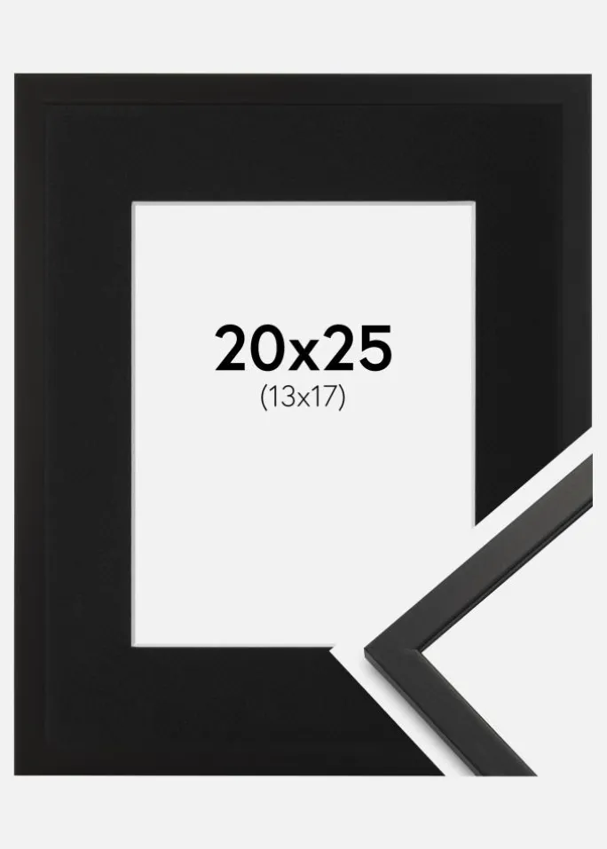 Ramme Edsbyn Sort 20x25 cm - Passepartout Sort 14x18 cm