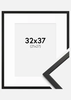 Ramme Edsbyn Sort 32x37 cm - Passepartout Hvid 22x28 cm