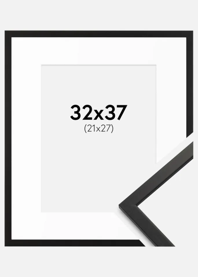 Ramme Edsbyn Sort 32x37 cm - Passepartout Hvid 22x28 cm