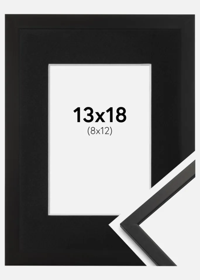Ramme Edsbyn Sort 13x18 cm - Passepartout Sort 9x13 cm