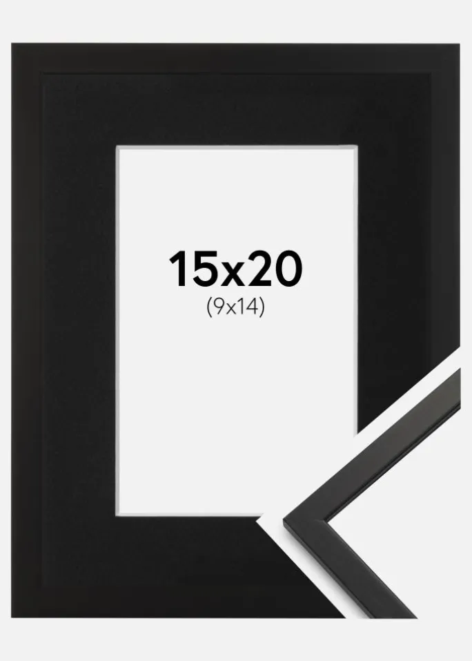 Ramme Edsbyn Sort 15x20 cm - Passepartout Sort 10x15 cm