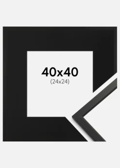Ramme Edsbyn Sort 40x40 cm - Passepartout Sort 25x25 cm