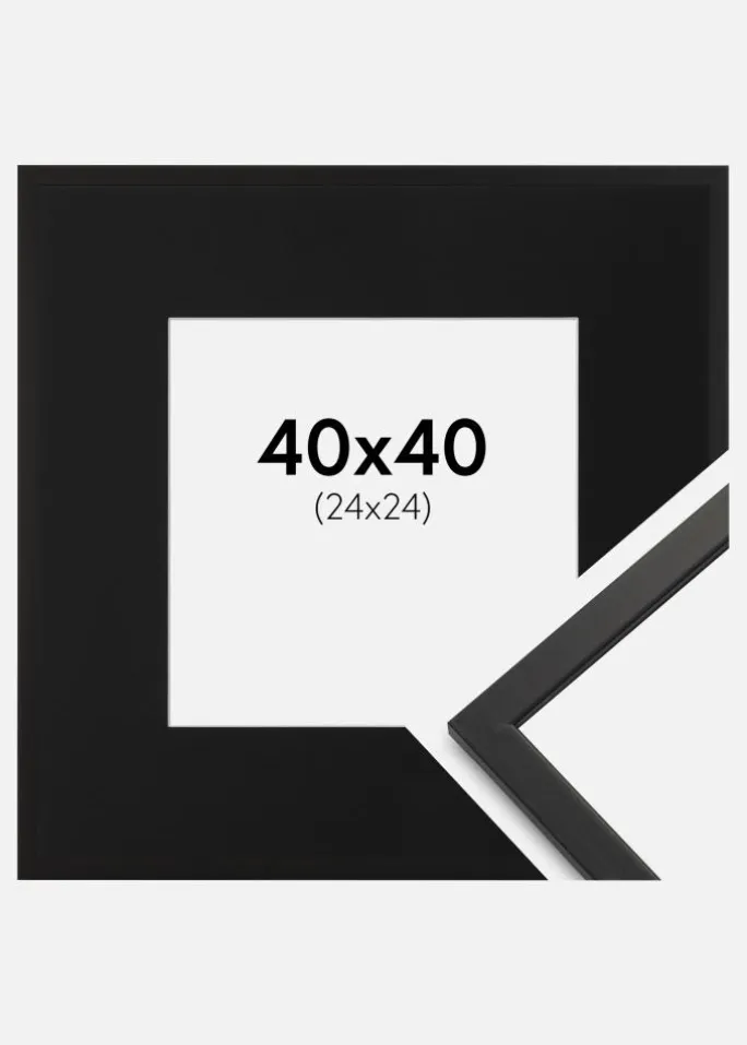 Ramme Edsbyn Sort 40x40 cm - Passepartout Sort 25x25 cm