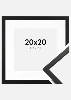 Ramme Edsbyn Sort 20x20 cm - Passepartout Hvid 15x15 cm