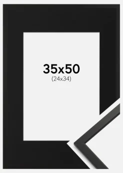 Ramme Edsbyn Sort 35x50 cm - Passepartout Sort 25x35 cm