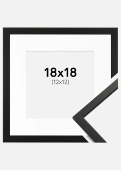 Ramme Edsbyn Sort 18x18 cm - Passepartout Hvid 13x13 cm