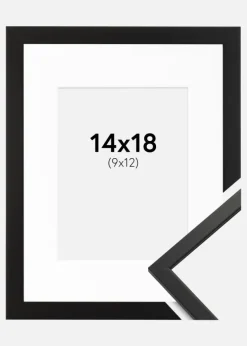 Ramme Edsbyn Sort 14x18 cm - Passepartout Hvid 10x13 cm