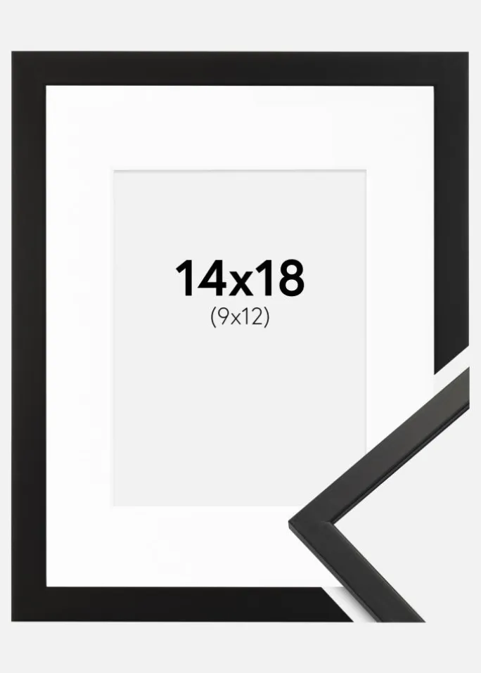 Ramme Edsbyn Sort 14x18 cm - Passepartout Hvid 10x13 cm