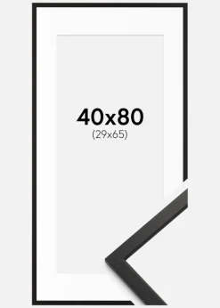 Ramme Edsbyn Sort 40x80 cm - Passepartout Hvid 30x66 cm
