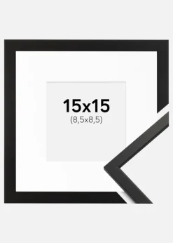 Ramme Edsbyn Sort 15x15 cm - Passepartout Hvid 9x9 cm