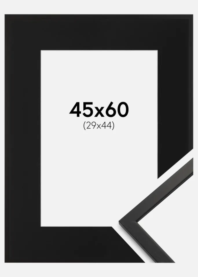 Ramme Edsbyn Sort 45x60 cm - Passepartout Sort 30x45 cm