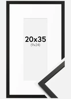 Ramme Edsbyn Sort 20x35 cm - Passepartout Hvid 10x25 cm