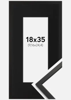 Ramme Edsbyn Sort 18x35 cm - Passepartout Sort 4x10 inches