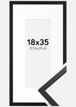 Ramme Edsbyn Sort 18x35 cm - Passepartout Hvid 4x10 inches