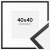 Ramme Edsbyn Sort 40x40 cm - Passepartout Hvid 10x10 inches