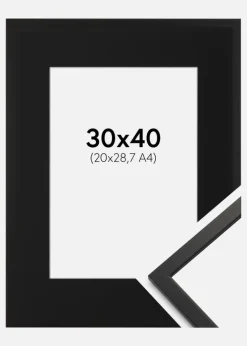 Ramme Edsbyn Sort 30x40 cm - Passepartout Sort 21x29,7 cm