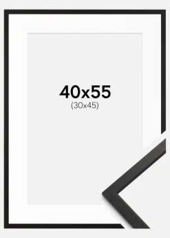 Ramme Edsbyn Sort 40x55 cm - Passepartout Hvid 31x46 cm