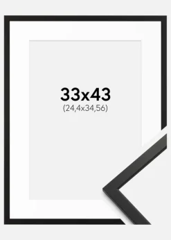 Ramme Edsbyn Sort 33x43 cm - Passepartout Hvid 10x14 inches