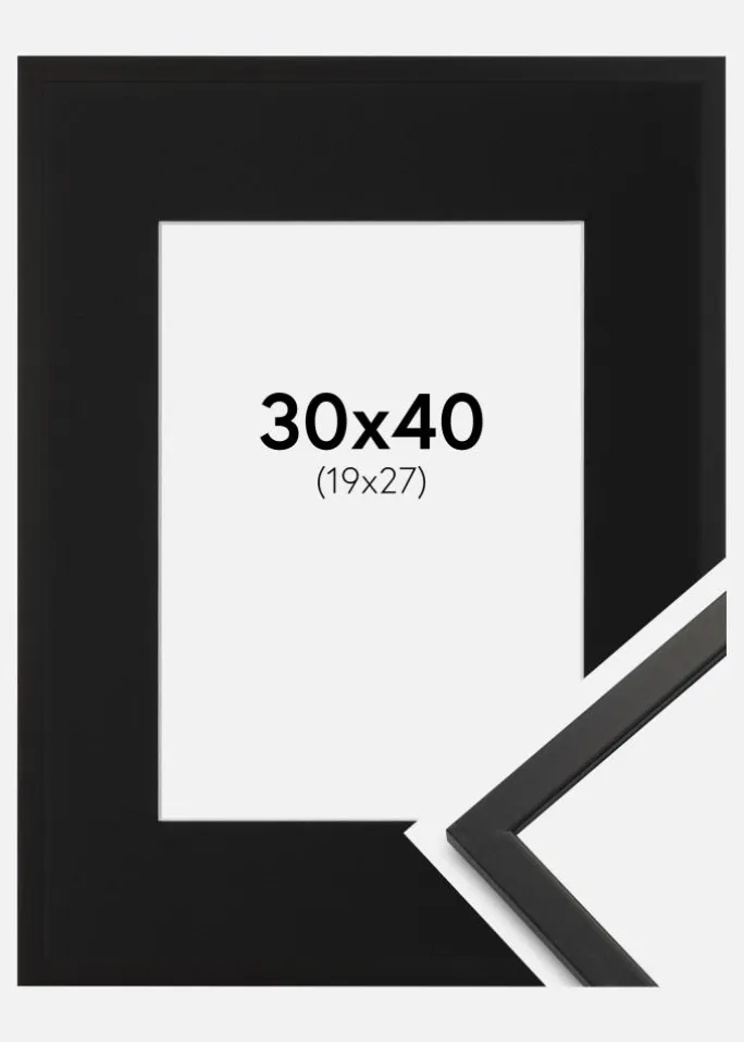 Ramme Edsbyn Sort 30x40 cm - Passepartout Sort 20x28 cm