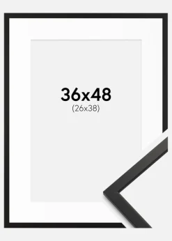 Ramme Edsbyn Sort 36x48 cm - Passepartout Hvid 27x39 cm