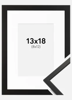 Ramme Edsbyn Sort 13x18 cm - Passepartout Hvid 9x13 cm