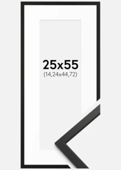 Ramme Edsbyn Sort 25x55 cm - Passepartout Hvid 6x18 inches