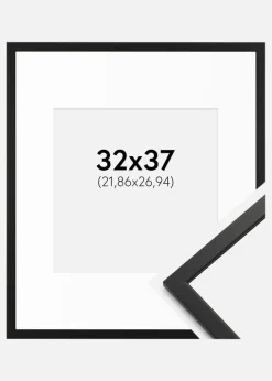 Ramme Edsbyn Sort 32x37 cm - Passepartout Hvid 9x11 inches