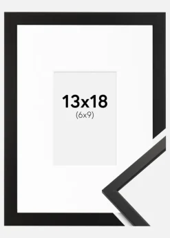 Ramme Edsbyn Sort 13x18 cm - Passepartout Hvid 7x10 cm