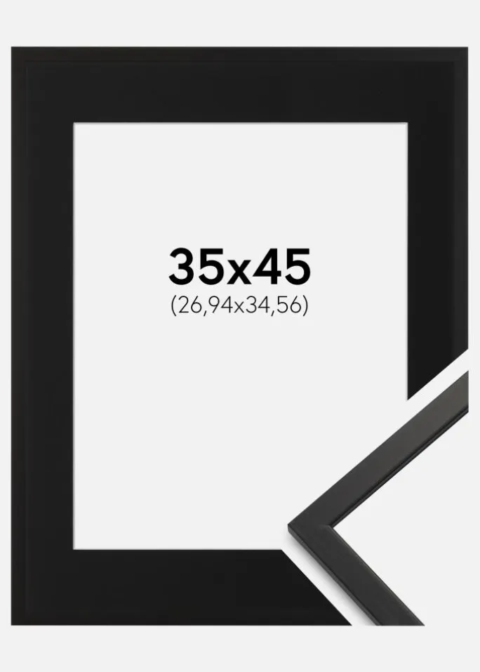 Ramme Edsbyn Sort 35x45 cm - Passepartout Sort 11x14 inches