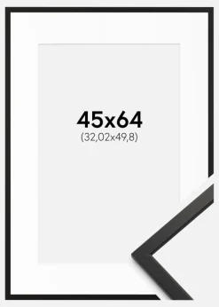 Ramme Edsbyn Sort 45x64 cm - Passepartout Hvid 13x20 inches