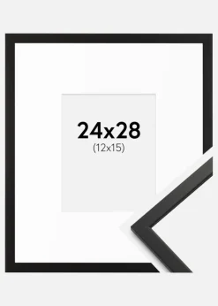 Ramme Edsbyn Sort 24x28 cm - Passepartout Hvid 13x16 cm