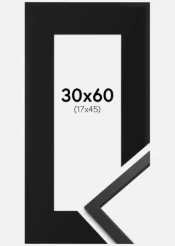 Ramme Edsbyn Sort 30x60 cm - Passepartout Sort 18x46 cm